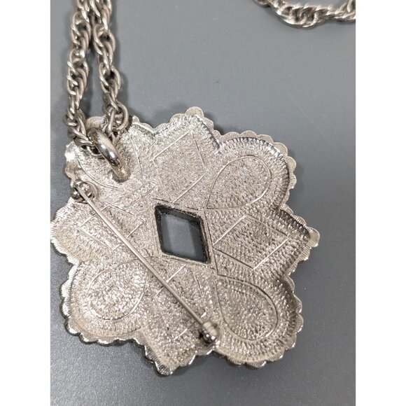 Vintage Avon American Spirit Necklace Faux Turquoise Orange Concho Brooch 30" - Picture 8 of 10